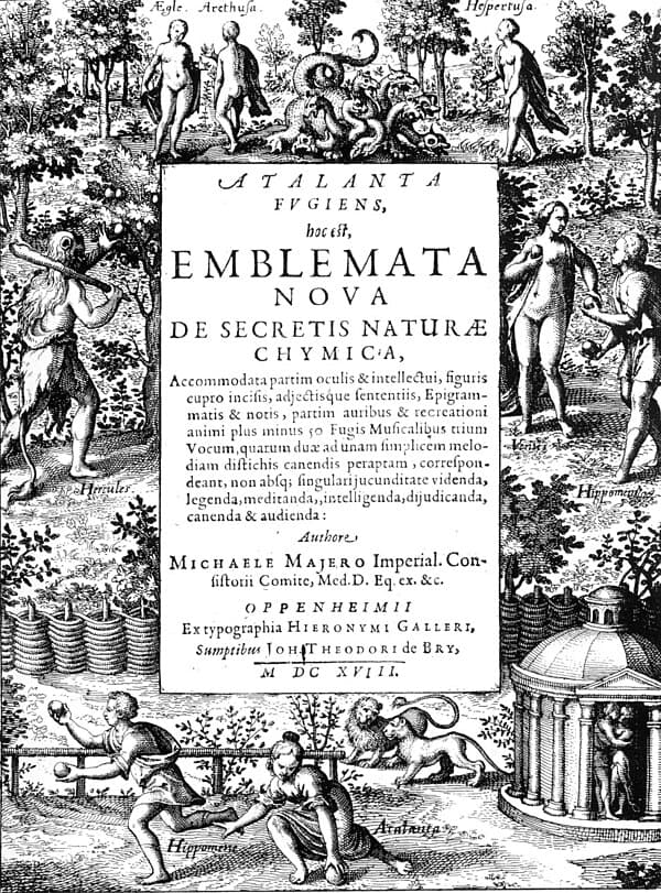 Atalanta Fugiens alchemical emblem — Renaissance printing