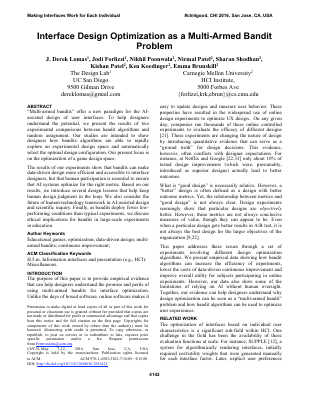 Interface Design Optimization as a Multi-Armed Bandit Problem